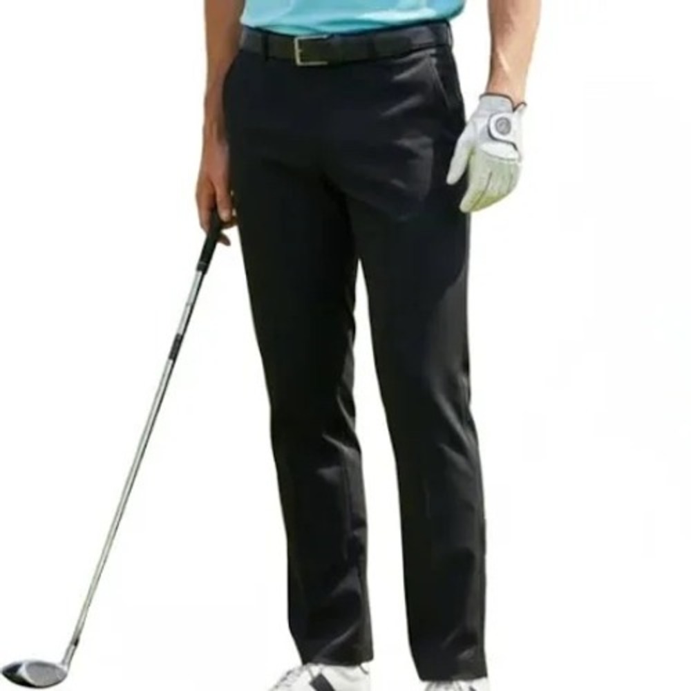 Slazenger Mens Black Golf Pants W34 L32 Polyester Spandex Flat Front NWOT‎